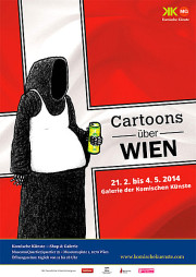 Plakat zur Ausstellung "Cartoons über Wien".