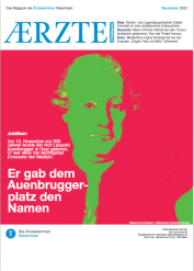 Cover der Novemberausgabe (2022) des Magazins der Ärztekammer Steiermark.